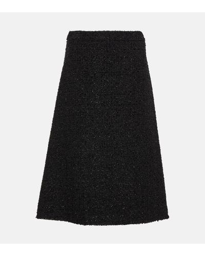 Balenciaga Tweed Midi Skirt - Black