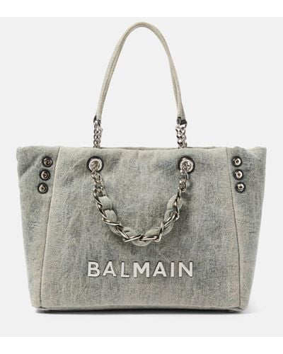 Balmain 1945 Soft Denim Tote Bag - Metallic