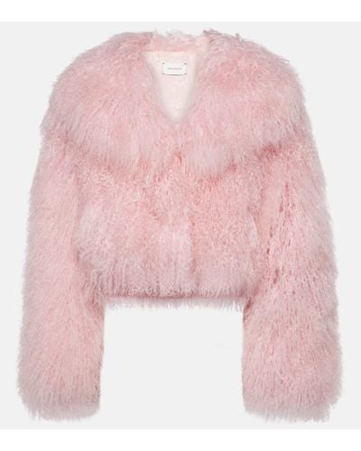 Magda Butrym Cropped Shearling Jacket - Pink