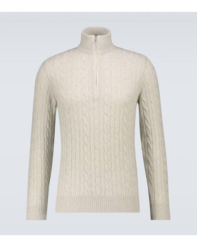 Loro Piana Mezzocollo Treccia Cashmere Jumper - Natural