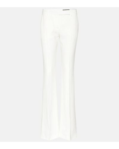 Alexander McQueen Pantalon flare a taille mi-haute en crepe - Blanc