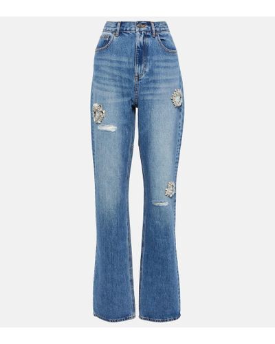 Area Crystal-embellished Straight-leg Jeans - Blue