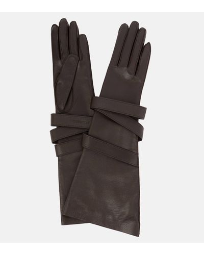 Saint Laurent Leather Gloves - Brown