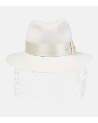 Maison Michel Bridal Gefilzter Hut Henrietta aus Wolle - Weiß