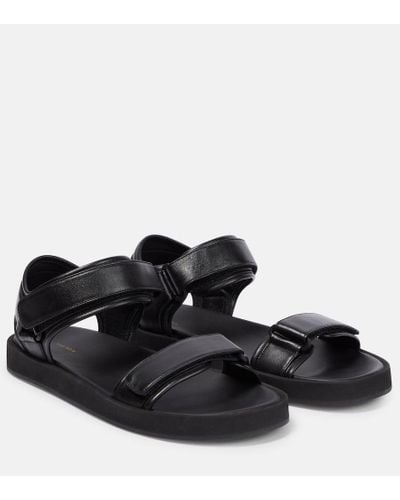 The Row Sandalias Hook and Loop de piel - Negro