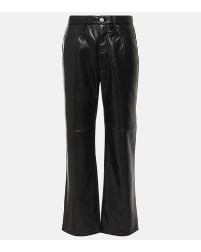 FRAME Le Jane Leather-blend Trousers - Black