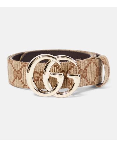 Gucci GG Marmont Leather-trimmed Belt - Natural