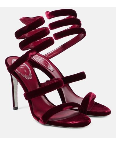 Rene Caovilla René Caovilla Velvet Sandal Shoes - Red