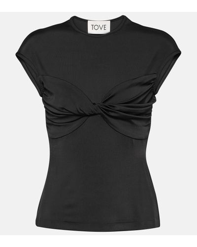 TOVE Paola Twist-detail Jersey Top - Black