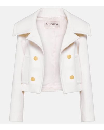 Valentino Giacca cropped in lana e cashmere - Bianco