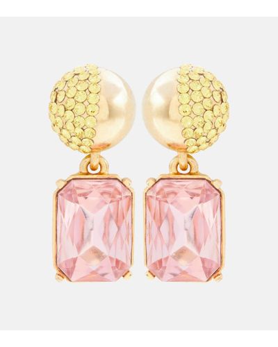 Oscar de la Renta Pendientes adornados con cristales - Rosa