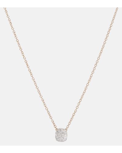 Pomellato Nudo Halskette Solitaire aus 18kt Rose- und Weissgold mit Diamanten - Mettallic