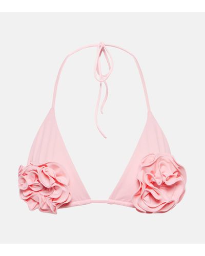 Magda Butrym Haut de bikini triangle a fleurs - Rose