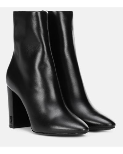 Saint Laurent Lou 95 Leather Ankle Boots - Black