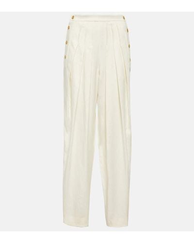 Loro Piana High-rise Tapered Linen And Wool Pants - White