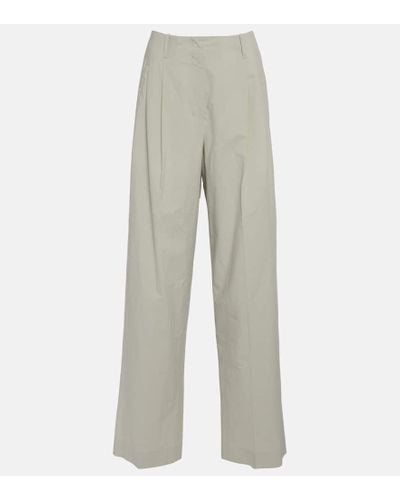 The Row Gaugin High-rise Wide-leg Cotton Pants - Gray