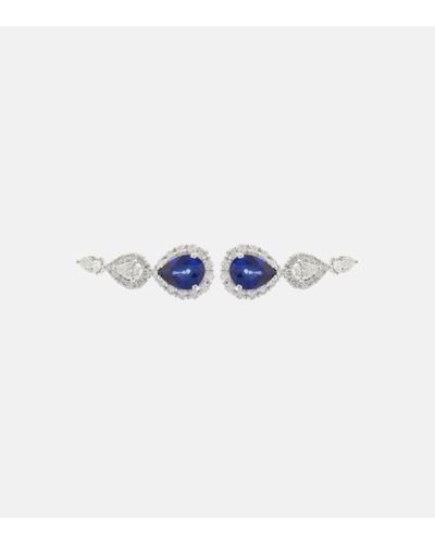 YEPREM Reign Supreme 18kt White Gold Earrings With Diamonds And Sapphires - Blue