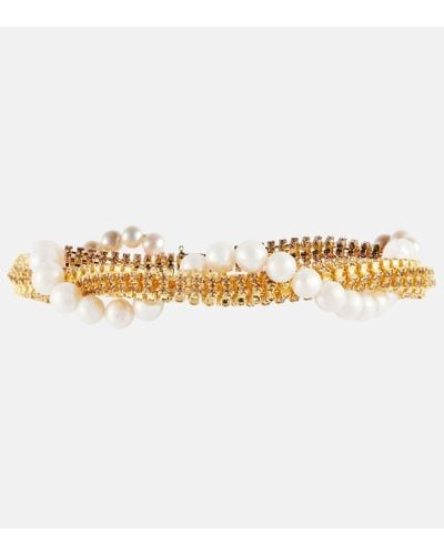 Magda Butrym Crystal And Faux Pearl Necklace - Metallic