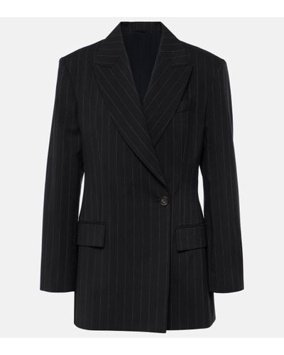 Brunello Cucinelli Pinstripe Wool And Cotton Blazer - Black