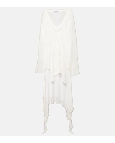 The Attico Cotton Crochet Wrap Dress - White