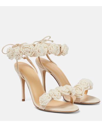 Magda Butrym Floral Crochet And Leather Sandals - Metallic
