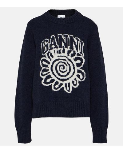 Ganni Pullover aus einem Wollgemisch - Blau