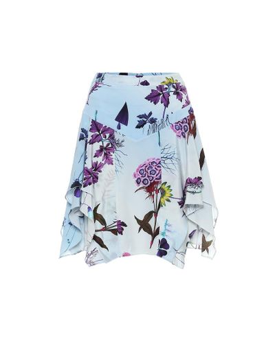 Stella McCartney Floral Silk Miniskirt - Blue