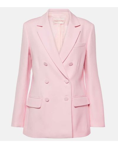 Valentino Blazer doppiopetto in lana e seta - Rosa