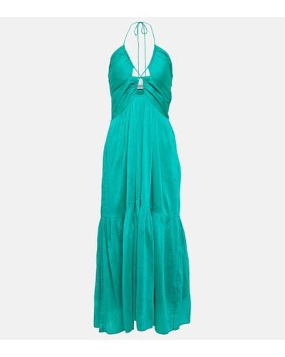 Isabel Marant Birona Cotton And Silk Midi Dress - Blue
