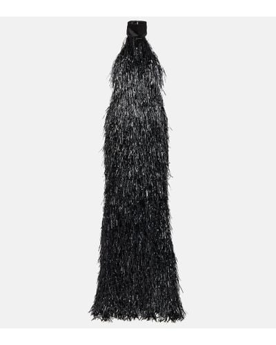 LAQUAN SMITH Tinsel Halterneck Gown - Black
