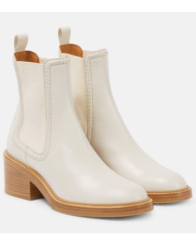 Chloé Chloe Mallo Leather Chelsea Boots - White