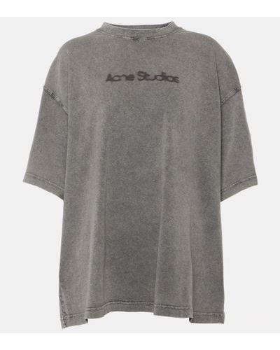 Acne Studios T-shirt in jersey di cotone con logo - Grigio