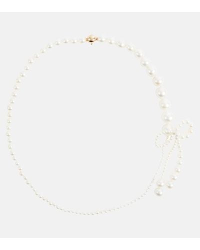 Sophie Bille Brahe peggy Rosette Pearl Bow Necklace - White