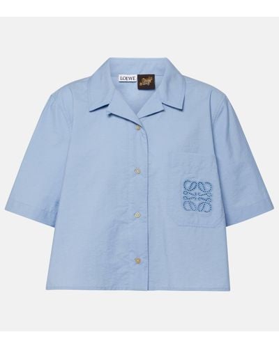 Loewe Paula's Ibiza Anagram Cropped Shirt - Blue