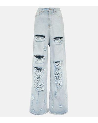 Vetements Jeans a gamba larga distressed - Blu