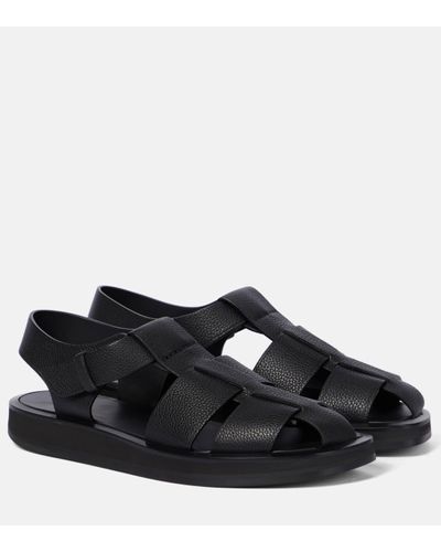 The Row Fisherman Woven Textured-leather Sandals - Black