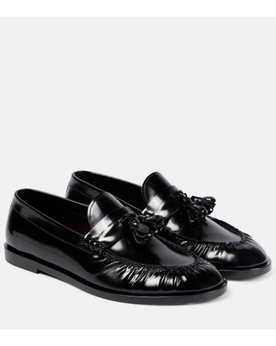 The Row Patent Leather Loafers - Black