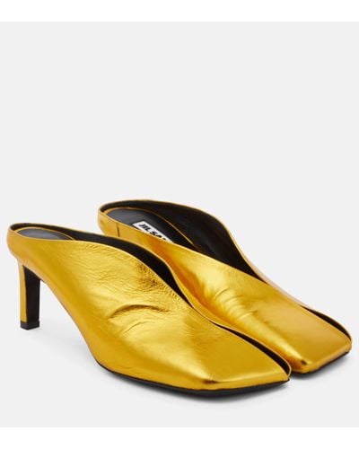 Jil Sander Cutout Leather Court Shoes - Yellow