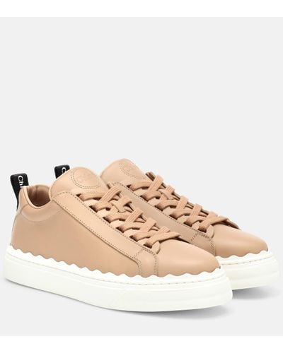 Chloé Lauren Scalloped Leather Trainer - Natural