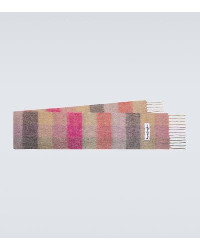 Acne Studios Checked Wool-blend Scarf - Pink