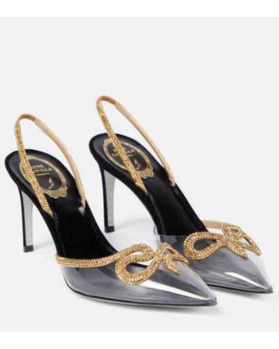 Rene Caovilla Ponty Embellished Pvc Slingback Court Shoes - Black