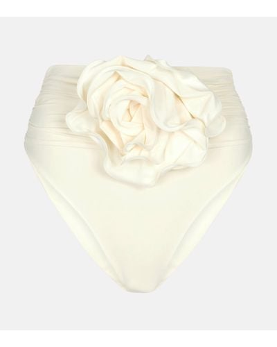 Magda Butrym Floral-applique High-rise Bikini Bottoms - White