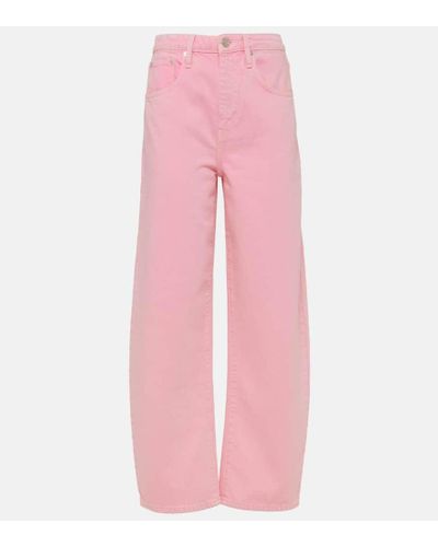 FRAME High-Rise Barrel Jeans - Pink