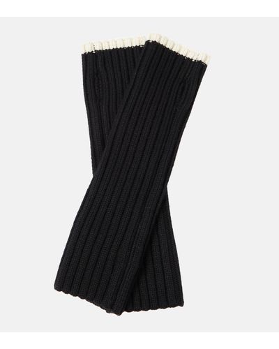 Totême Ribbed-knit Wool Gloves - Black