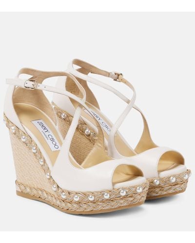 Jimmy Choo Dakota 120 Leather Espadrille Wedges - Metallic