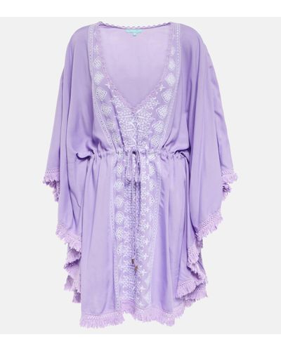 Melissa Odabash Isabelle Embroidered Kaftan - Purple