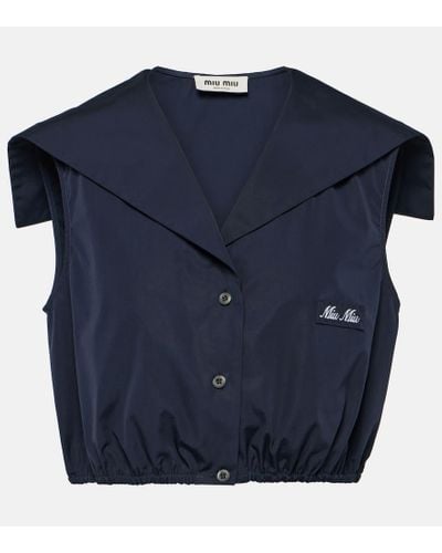 Miu Miu Camisa de algodon cropped - Azul