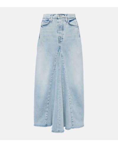 7 For All Mankind High-rise Denim Maxi Skirt - Blue