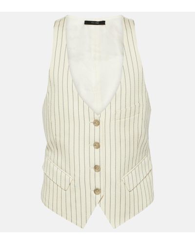 Tom Ford Pinstripe Wool And Silk-blend Vest - White