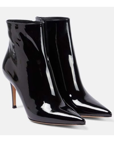 Gianvito Rossi Patent Leather Ankle Boots - Black